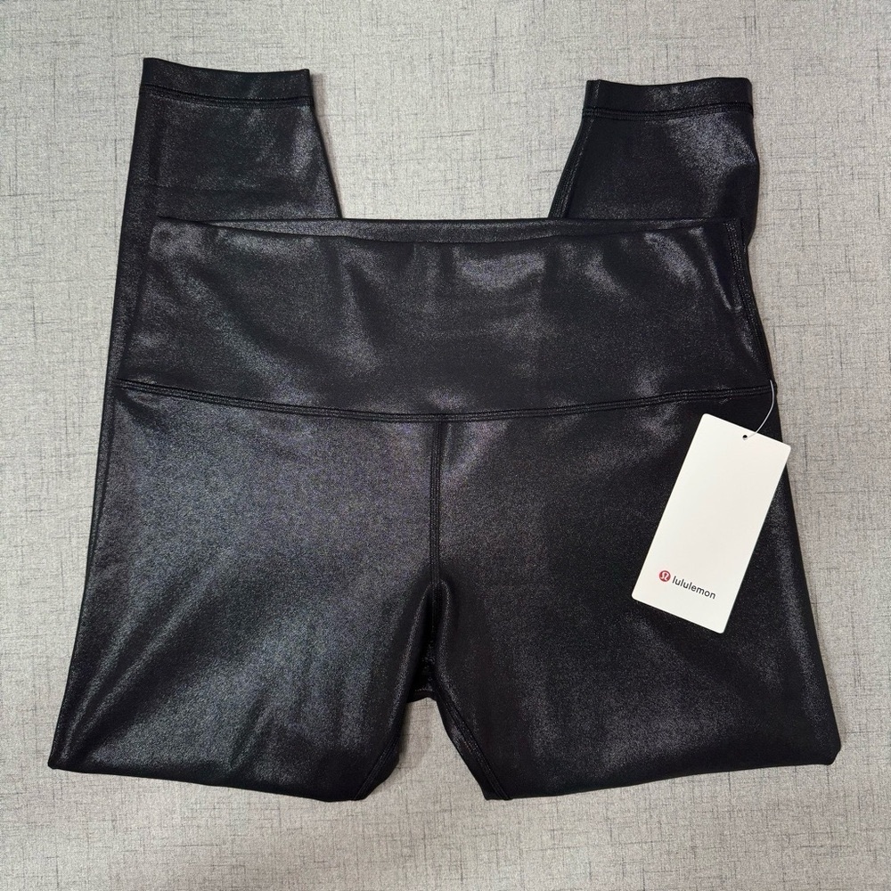 Lululemon Align High Rise Pant Leggings Shine Radiant Foil Black Print 14 NWT - Picture 6 of 13